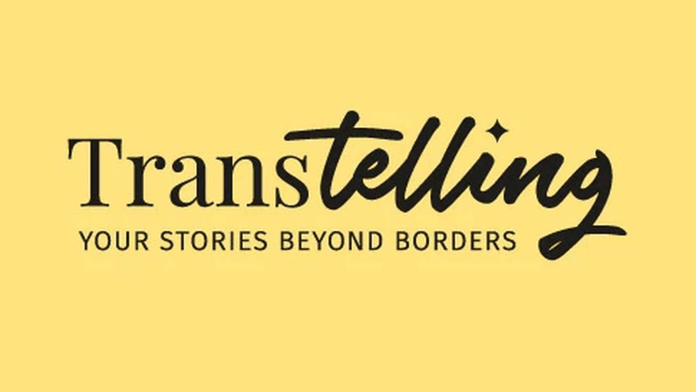 Transtelling logo, "Your stories beyond borders"